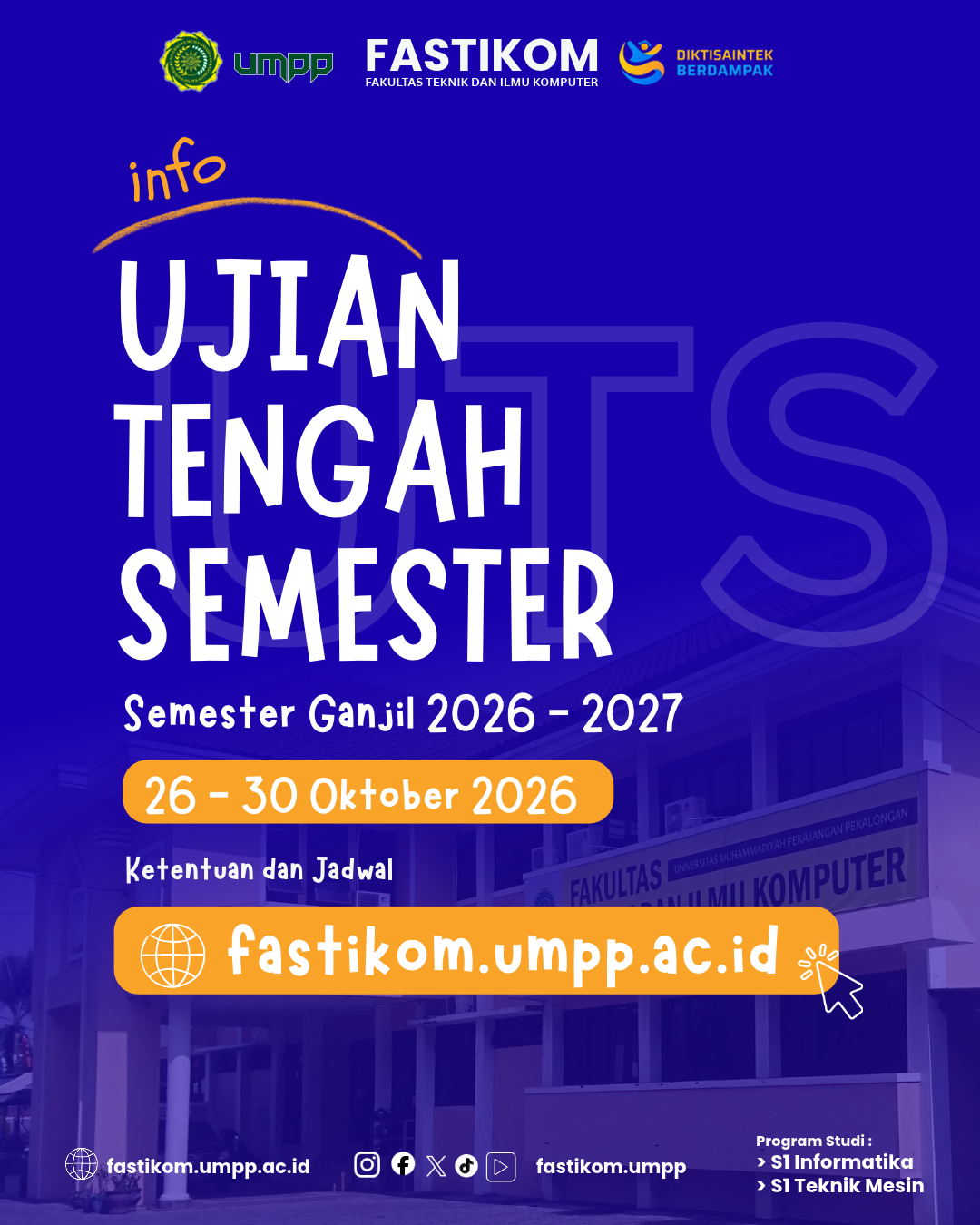 Jadwal Ujian Tengah Semester (UTS) Ganjil Tahun Akademik 2026/2027